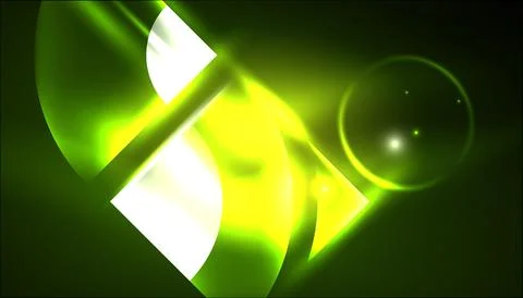 Abstract background vector neon glowing geometric elements. Hi-tech design for Illustrazione stock