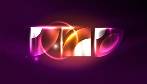 Abstract background vector neon glowing geometric elements. Hi-tech design for Stockillustratie