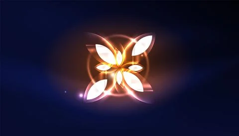 Abstract background vector neon glowing geometric elements. Hi-tech design for Illustrazione stock