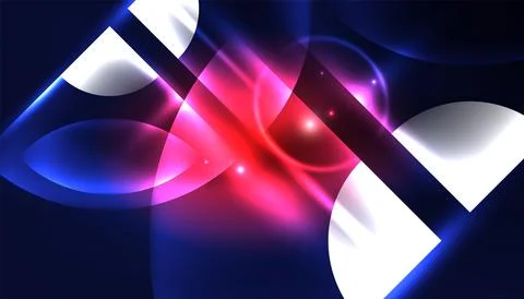 Abstract background vector neon glowing geometric elements. Hi-tech design for Illustrazione stock
