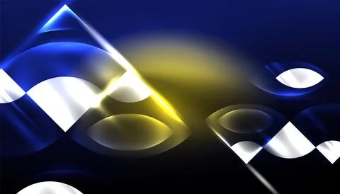Abstract background vector neon glowing geometric elements. Hi-tech design for イラスト素材