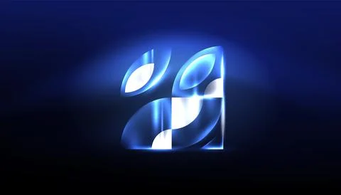 Abstract background vector neon glowing geometric elements. Hi-tech design for Illustrazione stock