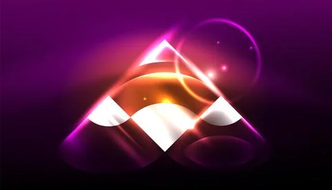 Abstract background vector neon glowing geometric elements. Hi-tech design for イラスト素材