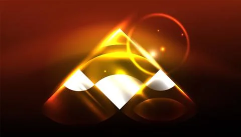 Abstract background vector neon glowing geometric elements. Hi-tech design for Stock Illustration