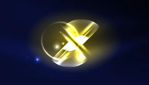 Abstract background vector neon glowing geometric elements. Hi-tech design for Illustrazione stock