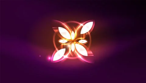 Abstract background vector neon glowing geometric elements. Hi-tech design for Stock Illustration