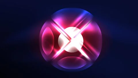 Abstract background vector neon glowing geometric elements. Hi-tech design for Stock Illustration