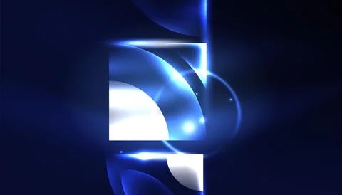 Abstract background vector neon glowing geometric elements. Hi-tech design for Illustrazione stock