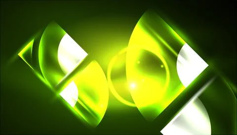 Abstract background vector neon glowing geometric elements. Hi-tech design for Illustrazione stock