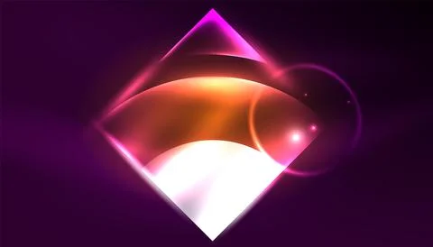 Abstract background vector neon glowing geometric elements. Hi-tech design for Stock Illustration