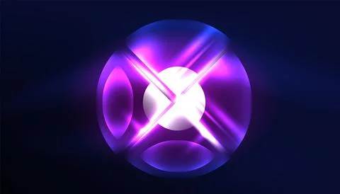 Abstract background vector neon glowing geometric elements. Hi-tech design for イラスト素材