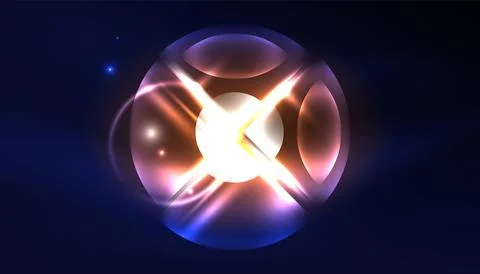 Abstract background vector neon glowing geometric elements. Hi-tech design for Stock Illustration