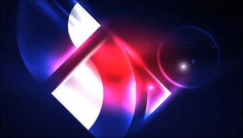Abstract background vector neon glowing geometric elements. Hi-tech design for Illustrazione stock