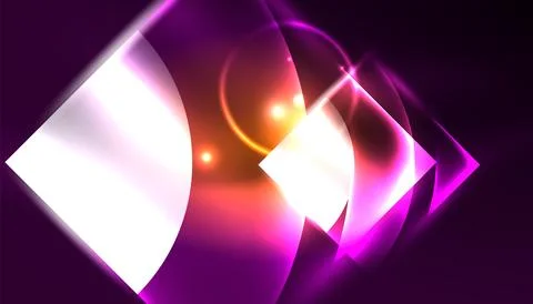 Abstract background vector neon glowing geometric elements. Hi-tech design for Stock Illustration