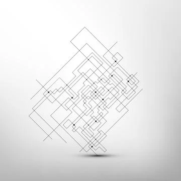 Abstract background vector.  Technical construction with connected lines and Stock Illustration