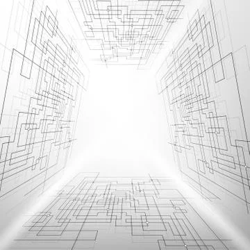 Abstract background vector.  Technical construction with connected lines and Stock Illustration
