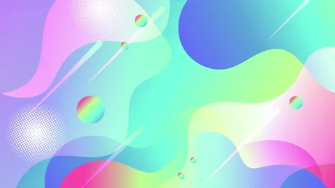 Abstract background with vibrant geometric shapes and colorful wavy elements Stock Footage 311612331