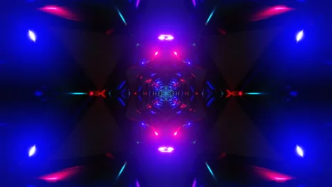 Abstract background with vibrant geometric shapes and strobe lights Stockbeeldmateriaal 327442972