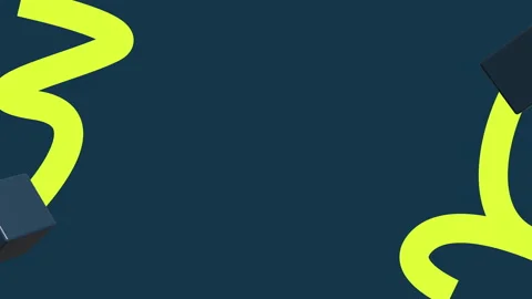 Abstract Background with Vibrant Yellow Squiggly Lines and Dark Blue Cubes Video stock 329020589