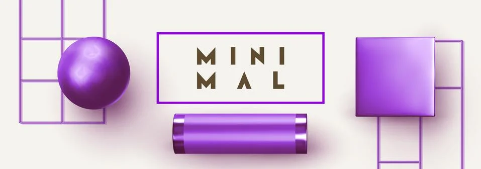 Abstract background with violet geometric elements. 3d shape vector minimal p Stock Illustration