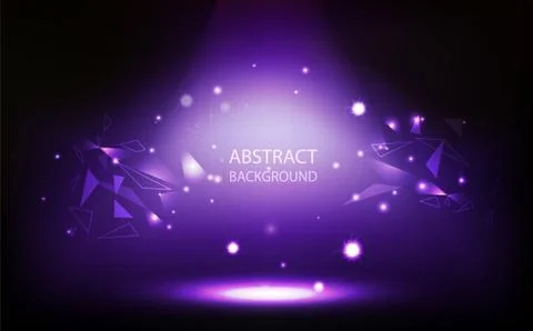 Abstract background, violet spotlight in room, grid wall, triangle polygon Stock Illustration
