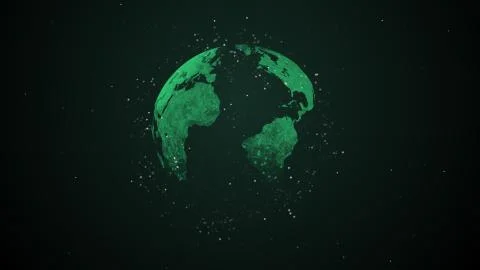 Abstract background with virtual planet rotating in space, surrounded by the net Illustrazione stock