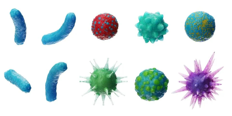 Abstract background virus. Set of virus. Virus icon set. Virus isolated on white Stock-Illustration
