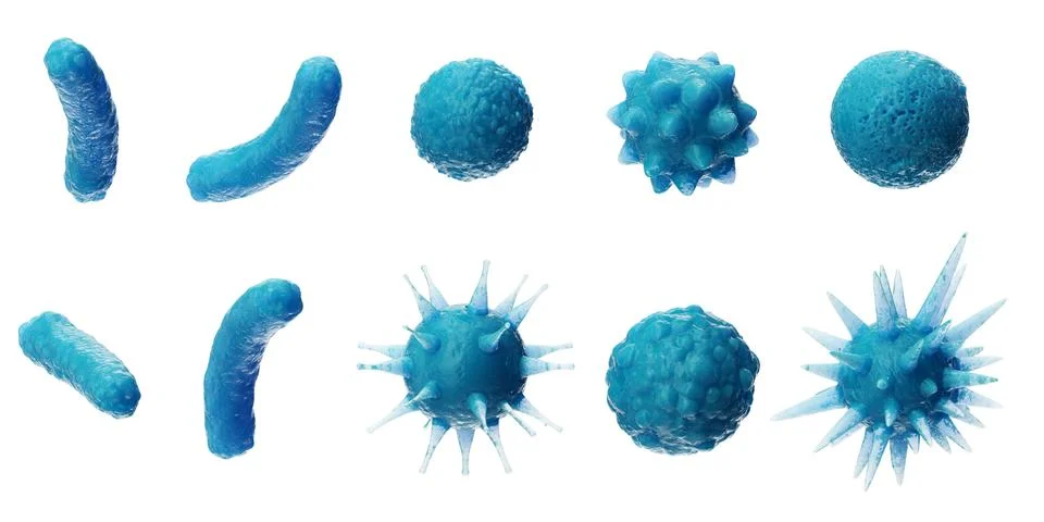 Abstract background virus. Set of virus. Virus icon set. Virus isolated on white Stock Illustration