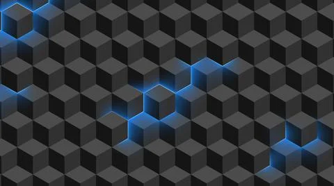 Abstract background - wall of isometric cubes in gray color Stock Illustration