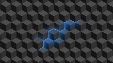 Abstract background - wall of isometric cubes in gray color Stock Illustration