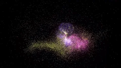 Abstract background Wave Particles Collection of colorful glowing dots. 4K Stock Footage 287916494