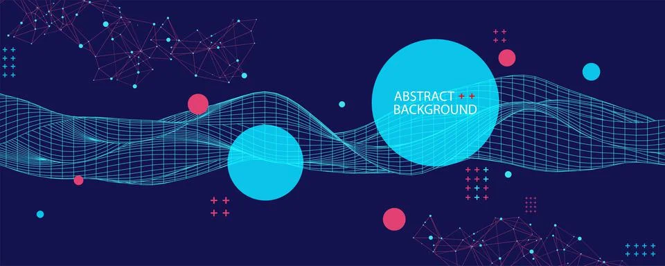 Abstract background with waves. 3D surface. Stock Illustration