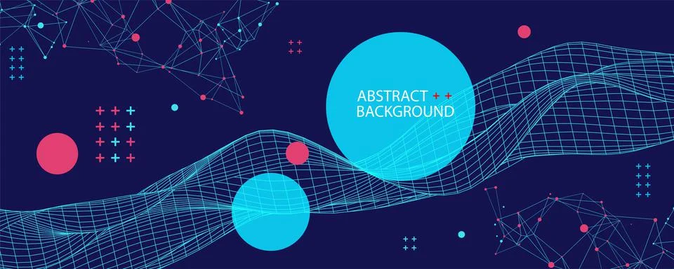 Abstract background with waves. 3D surface. Stock Illustration