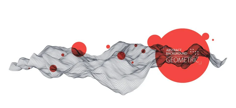 Abstract background with waves. 3D surface. Stock Illustration