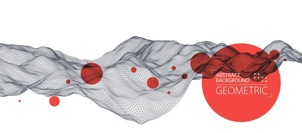 Abstract background with waves. 3D surface. Stock Illustration