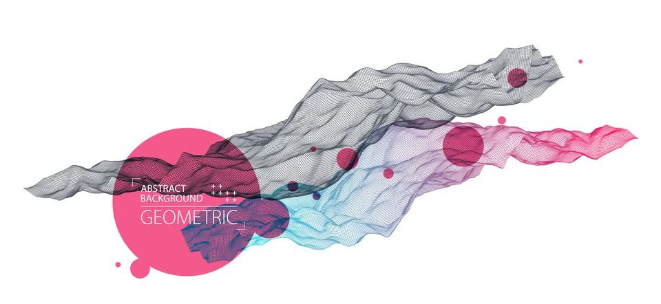 Abstract background with waves. 3D surface. Stock Illustration