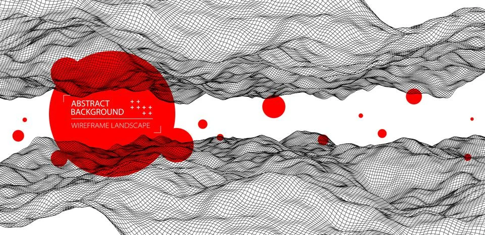 Abstract background with waves. 3D surface. Stock Illustration