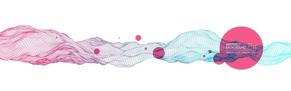 Abstract background with waves. 3D surface. Stock Illustration