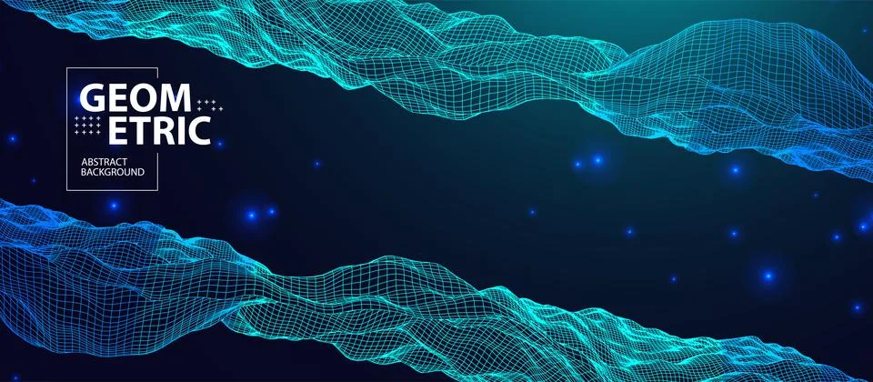 Abstract background with waves. 3D surface. Stock Illustration