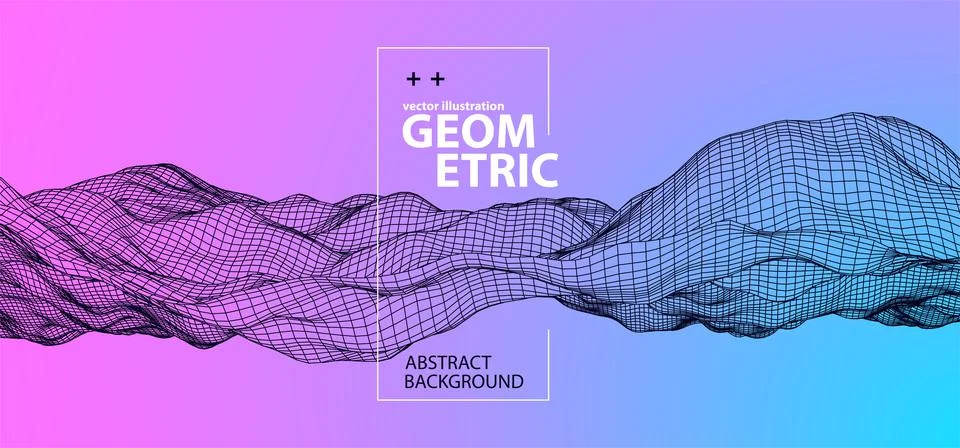 Abstract background with waves. 3D surface. Stock Illustration