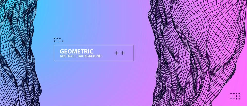 Abstract background with waves. 3D surface. Stock Illustration