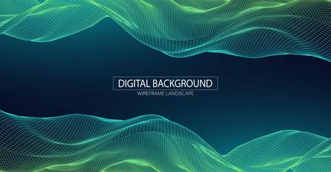Abstract background with waves. 3D surface. Stock Illustration