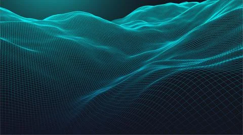 Abstract background with waves. 3D surface. Stock Illustration
