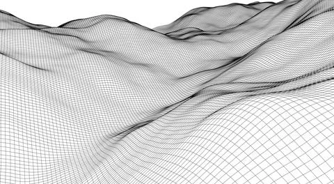 Abstract background with waves. 3D surface. Stock Illustration