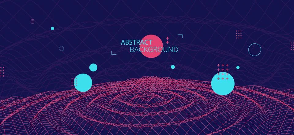 Abstract background with waves. 3D surface. Stock Illustration