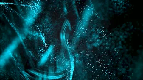 Abstract background with waves and flicker particles on waving stripes. Stock Footage 230169931