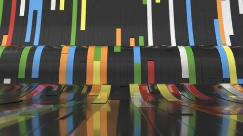 Abstract background, waves from black and colorful planks Stock Illustration