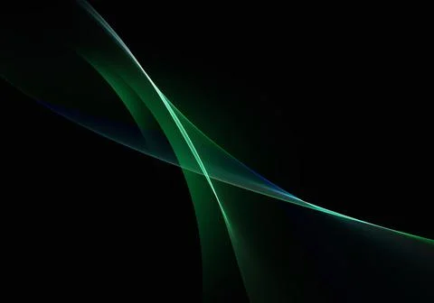 Abstract background waves. Black, green and blue abstract background for wall Stock Illustration