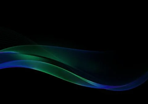 Abstract background waves. Black, green and dark blue abstract background f.. Stock Illustration