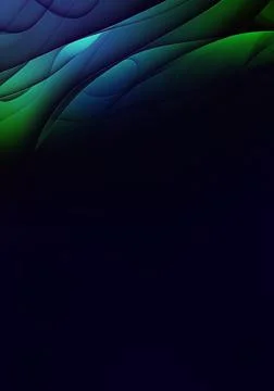 Abstract background waves. Blue and green abstract curves on black background Stock Illustration